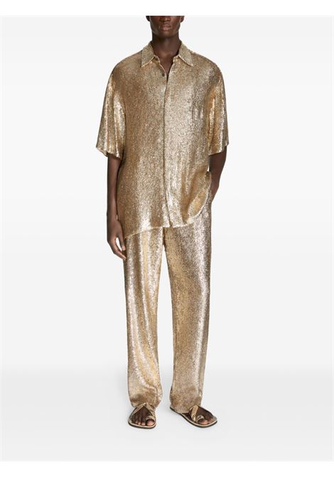 Gold sequined short-sleeve shirt Dries van noten - uomo DRIES VAN NOTEN | 2510807511481954